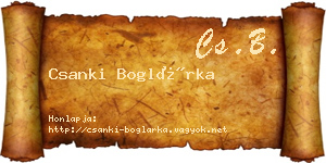 Csanki Boglárka névjegykártya